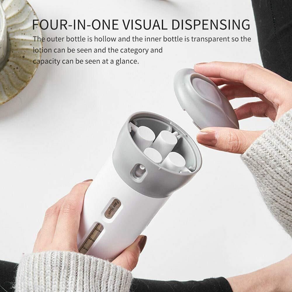 4-in-1 Smart Travel Bottles Set | Refillable & Leak-Proof Travel Essential