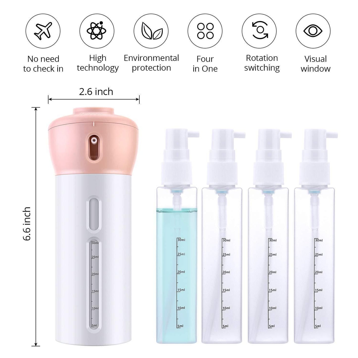 4-in-1 Smart Travel Bottles Set | Refillable & Leak-Proof Travel Essential