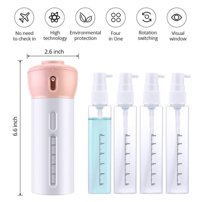 4-in-1 Smart Travel Bottles Set | Refillable & Leak-Proof Travel Essential