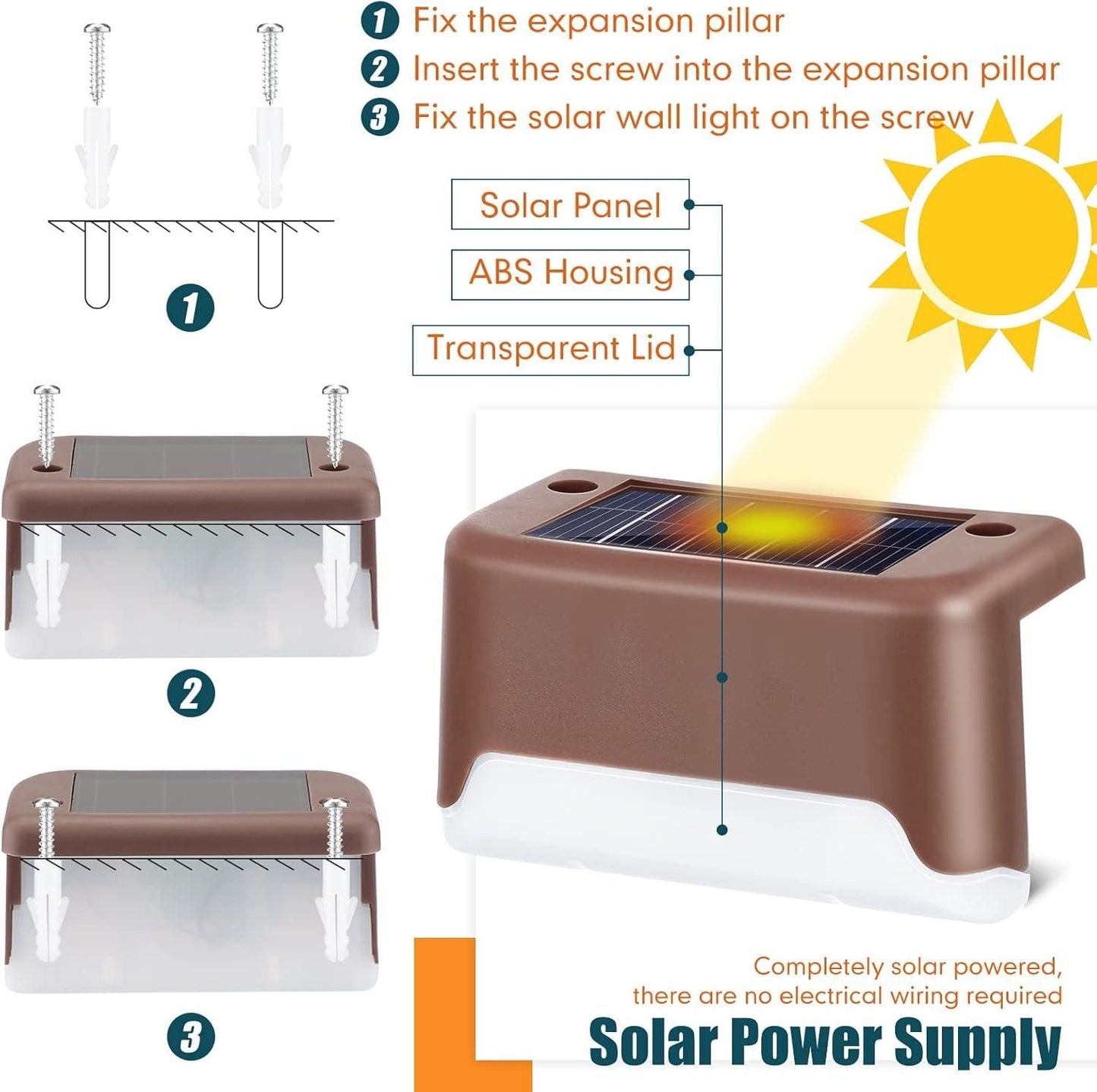 Solar Deck Lights Outdoor – Pack of 4