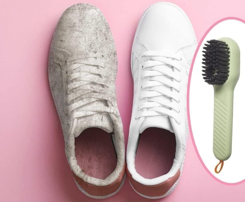 Before and after using Shoe polishing brush