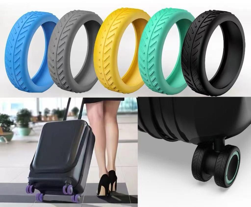 Colored luggage wheel covers