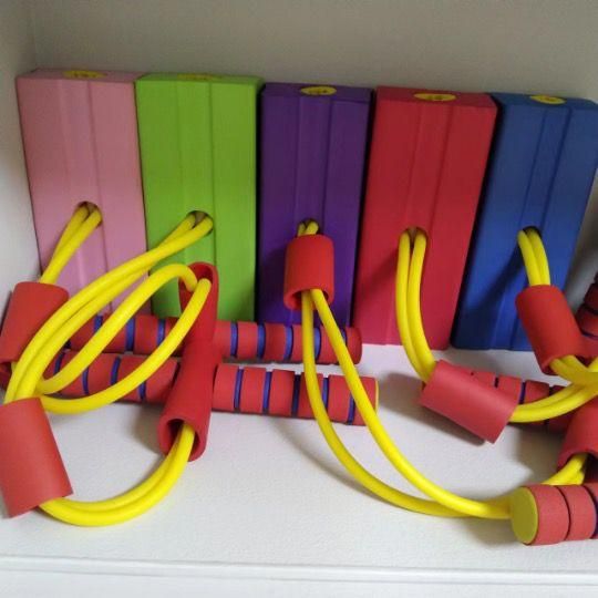 Multiple colored Pogo sticks